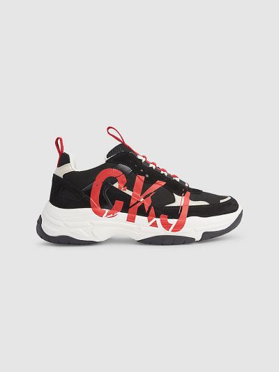 Calvin Klein Cipők HU040549 | Calvin Klein Bőr Chunky Női Sportcipő Fekete / Szürke